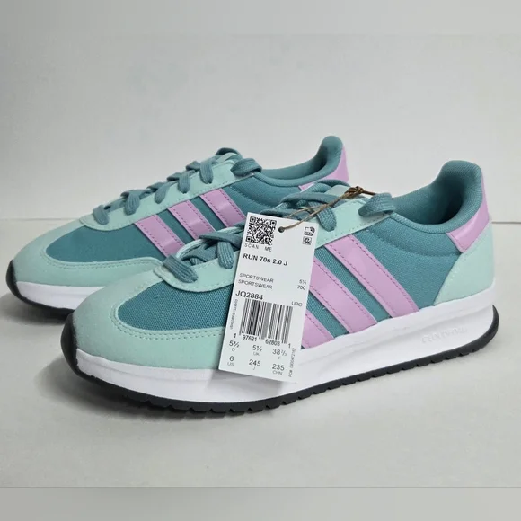 Size 6 - Adidas Run 70s 2.0 J Mint Lilac Sneakers - Picture 2 of 10